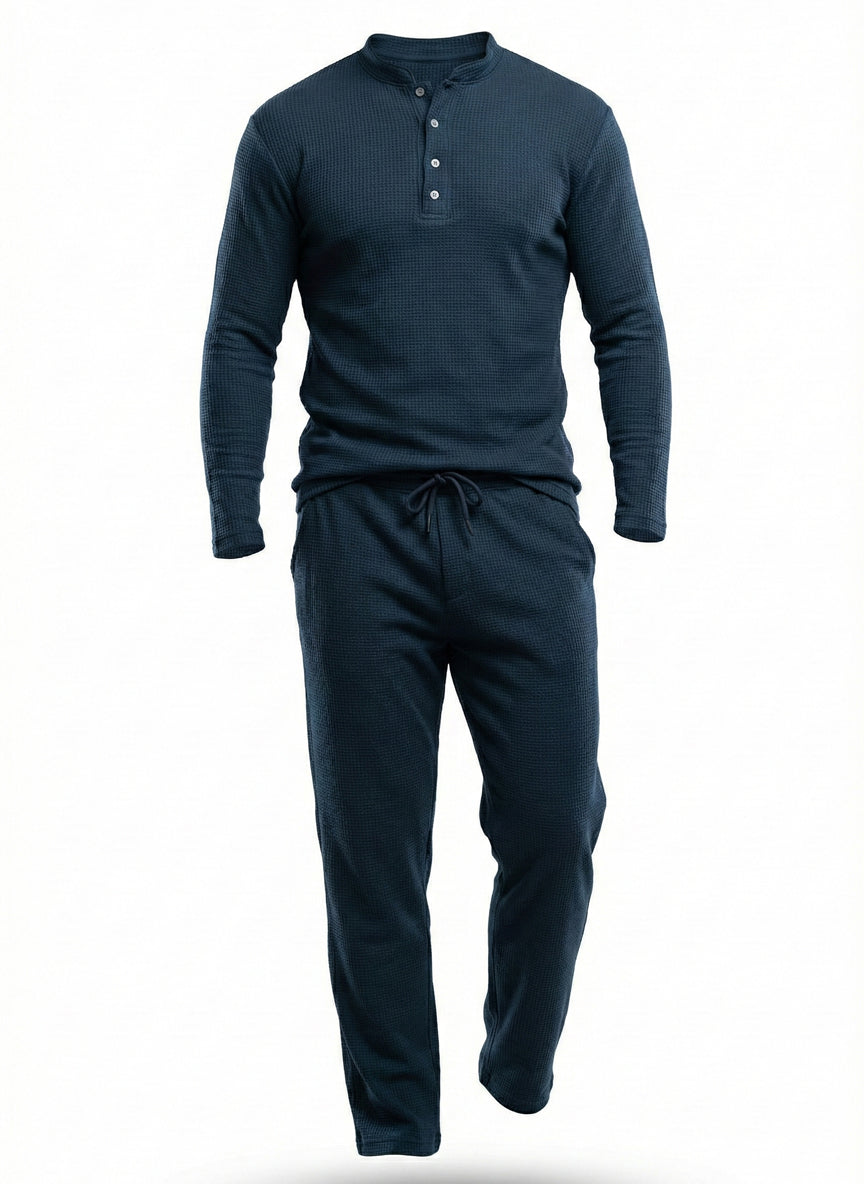 Kipchak | Men’s Waffle Knit Pajama Set – Navy Blue