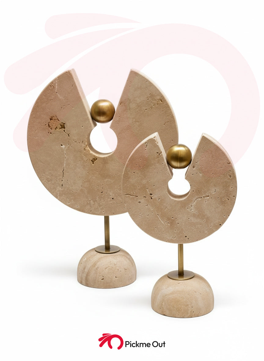 Aurea Balance Travertine Sculpture – Set of 2