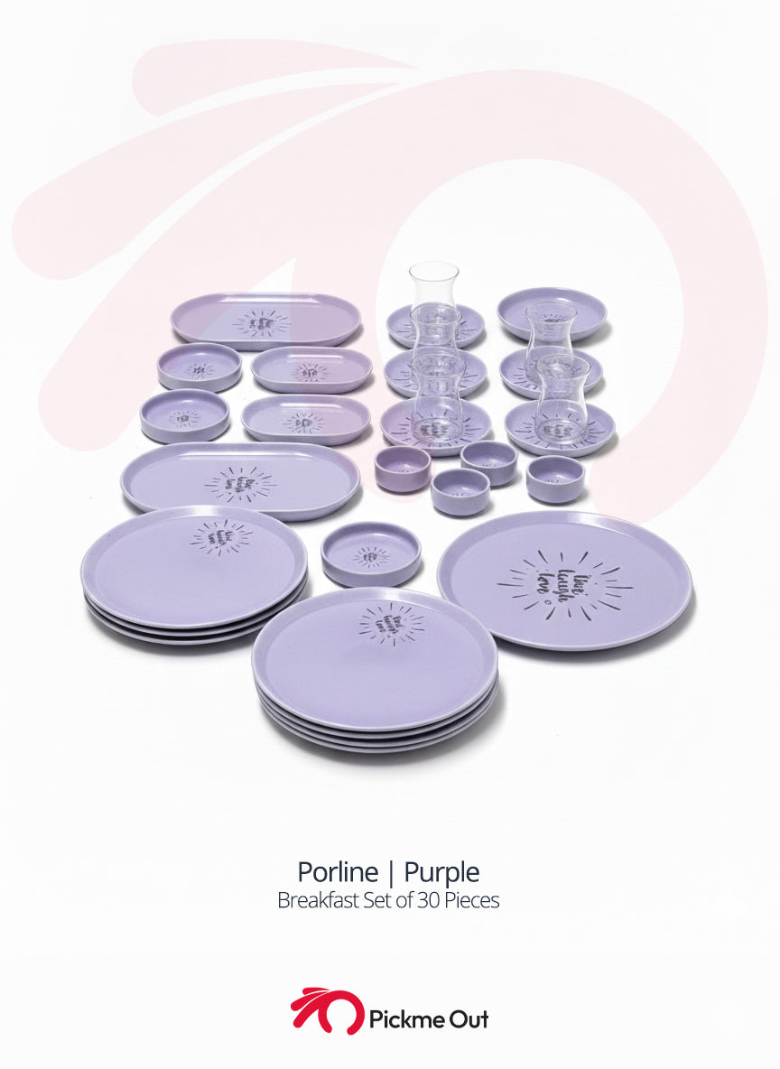 Porline | Lavender Dream 30-Piece Porcelain Breakfast/Serving Set