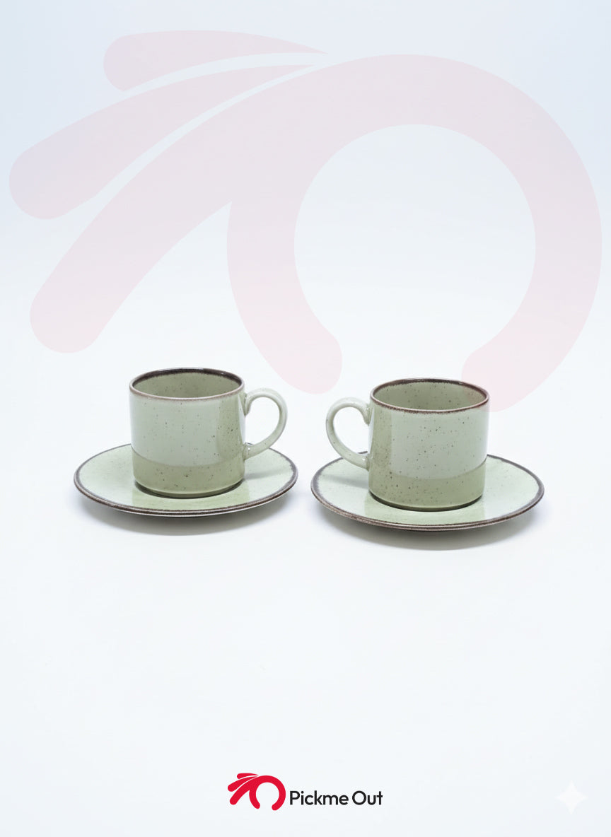 Porline | 2 Artisan Speckled Green Coffee Cup