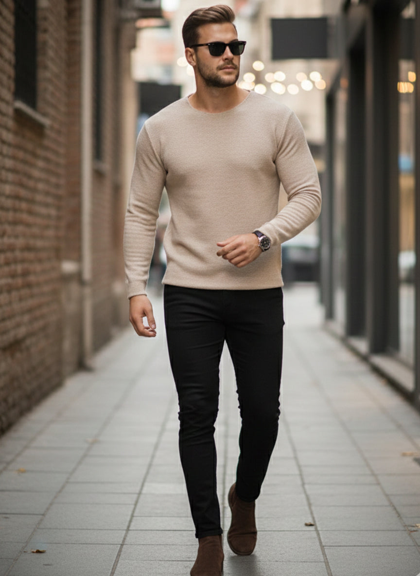The Istanbul Kipchak – Premium Turkish Cotton Crewneck in Stone Beige