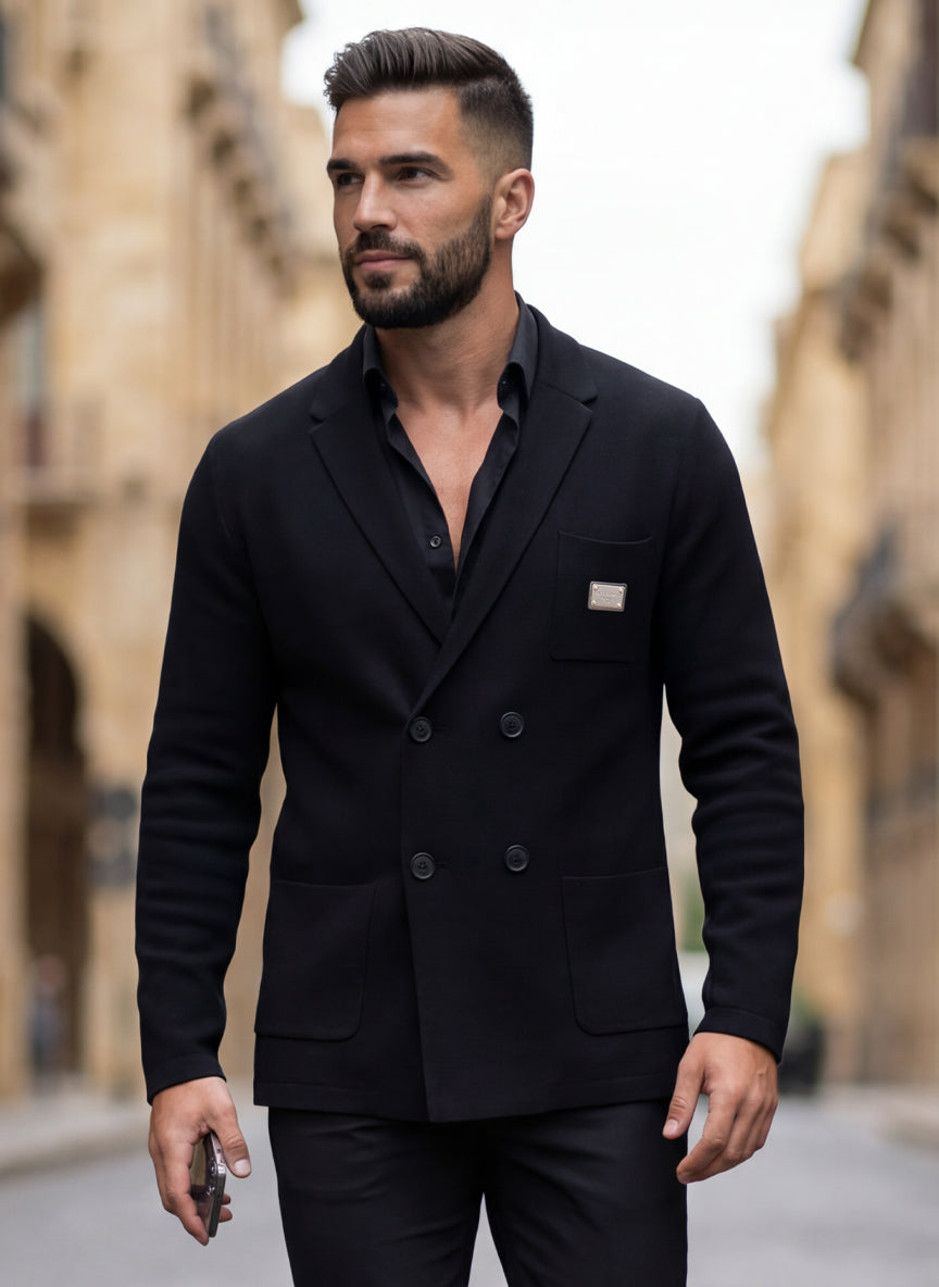 D&G | Double Breasted Buttoned Wool Knit Jacket - Black – Pickme Out
