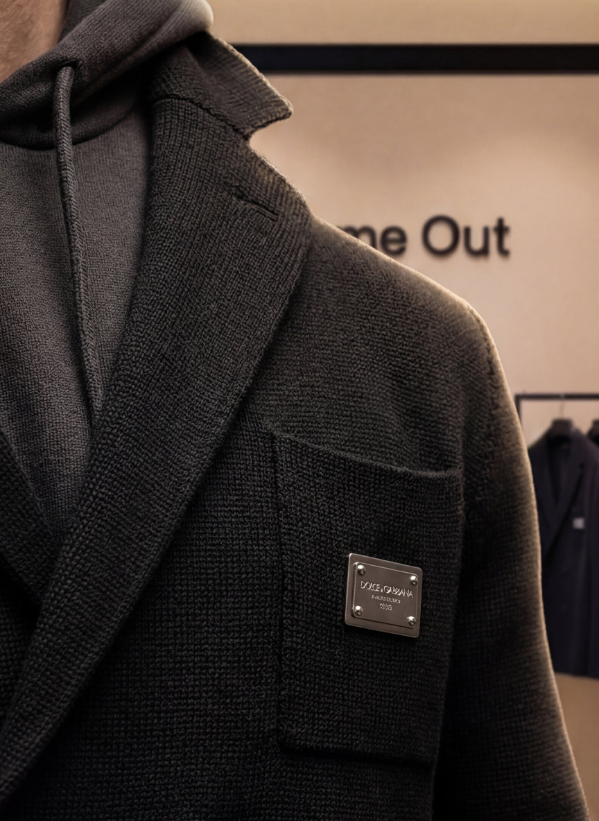 D&G | Double Breasted Buttoned Wool Knit Jacket - Black