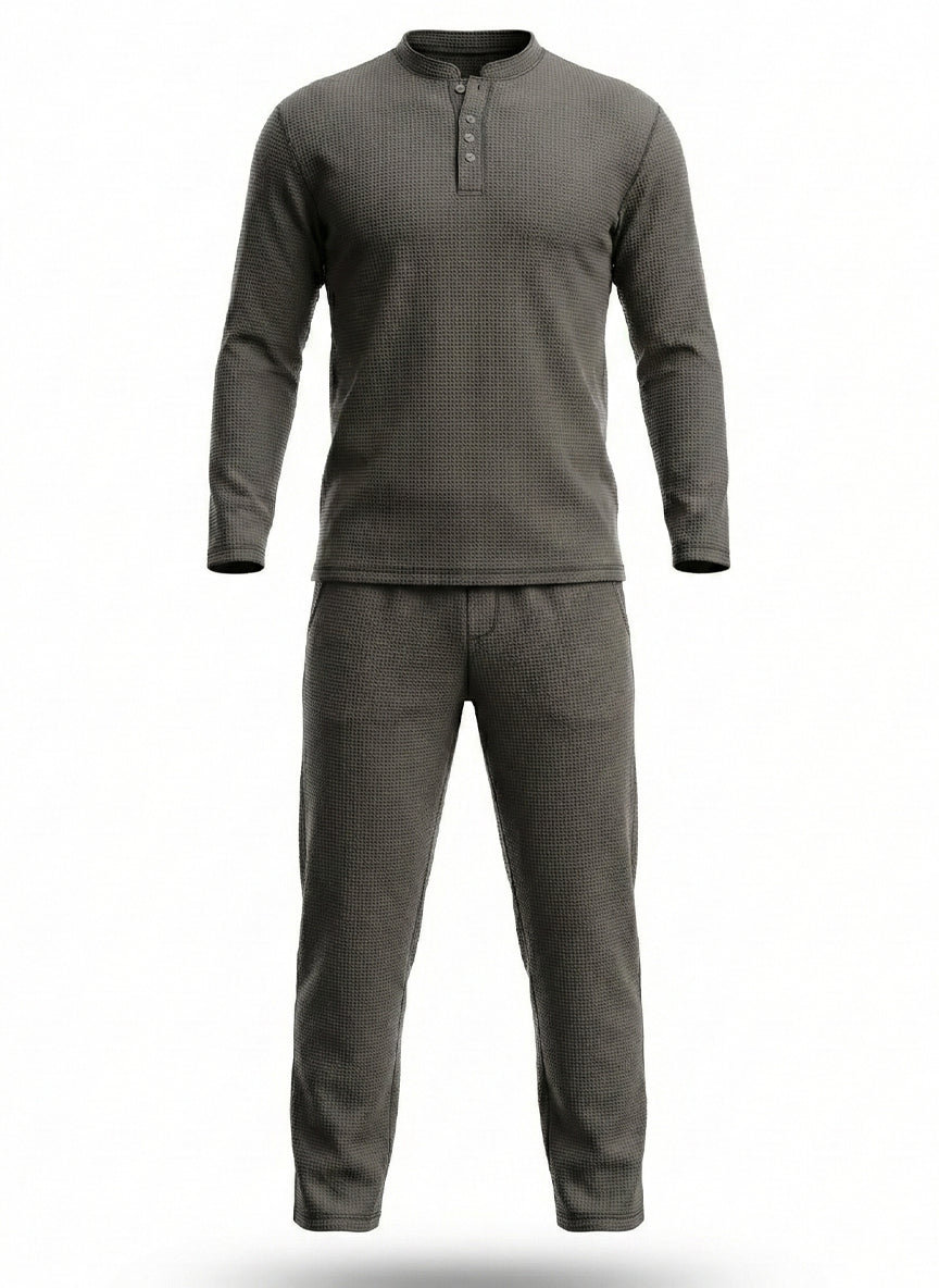 Kipchak | Men’s Waffle Knit Pajama Set – Charcoal Grey
