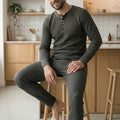 Kipchak | Men’s Waffle Knit Pajama Set – Charcoal Grey