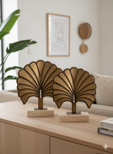 Duo Palmira Travertine & Bronze Sculpture | Set of 2