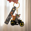 Tom and Jerry Motorcycle Figure Keychain