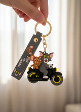 Tom and Jerry Motorcycle Figure Keychain