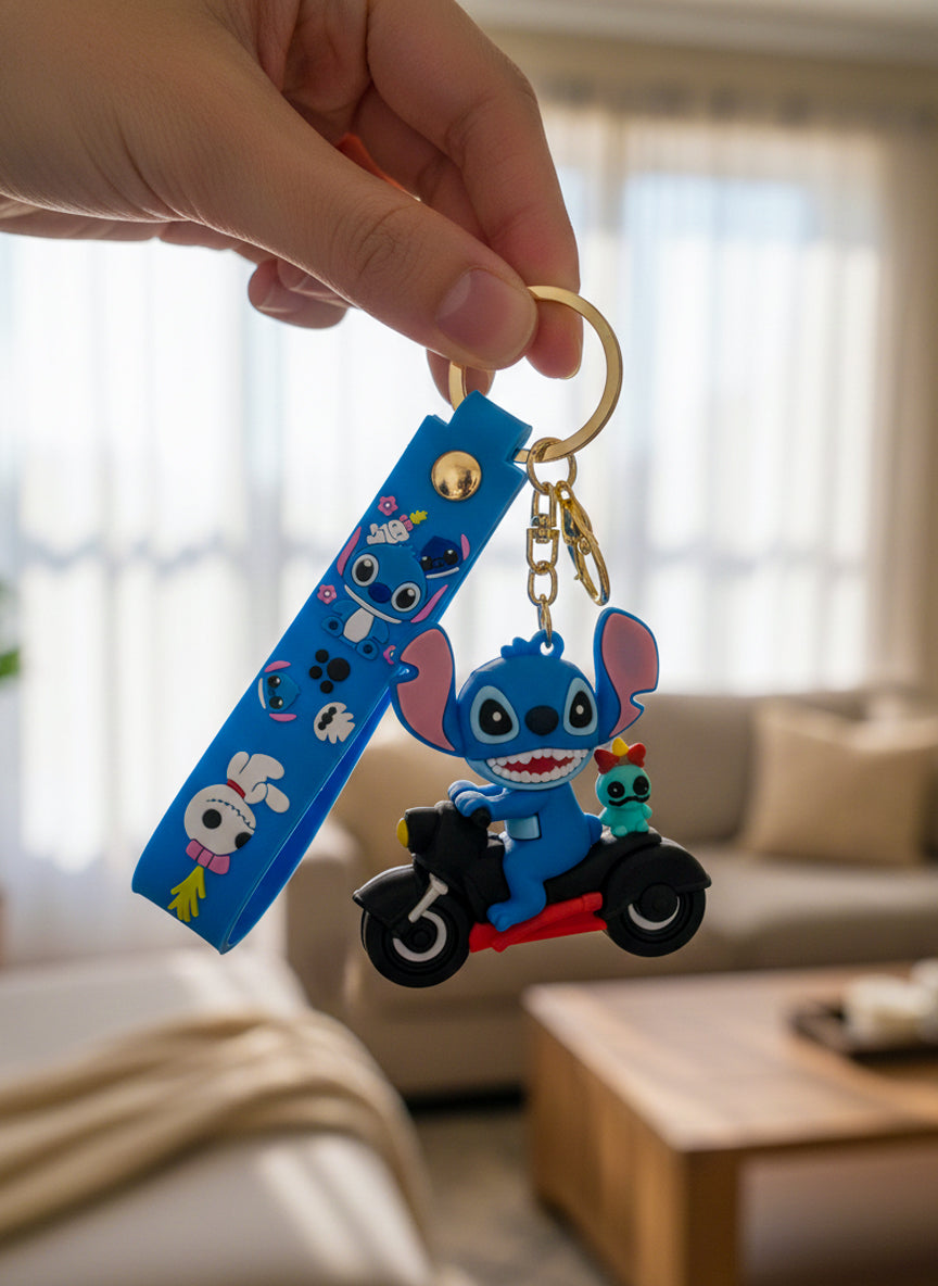 Stitch Motorcycle Figure Keychain