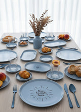 Porline | Glaze Sky Blue 30-Piece Porcelain Breakfast/Serving Set