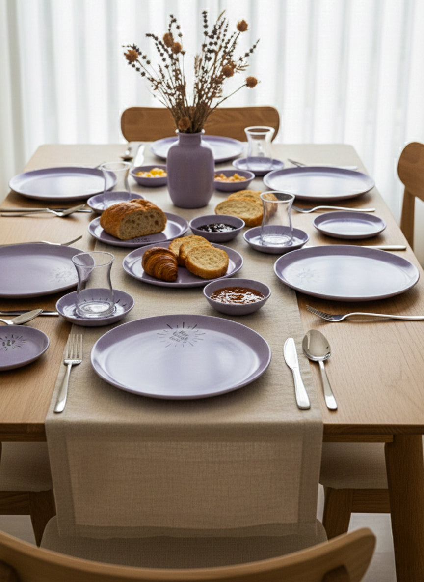 Porline | Lavender Dream 30-Piece Porcelain Breakfast/Serving Set