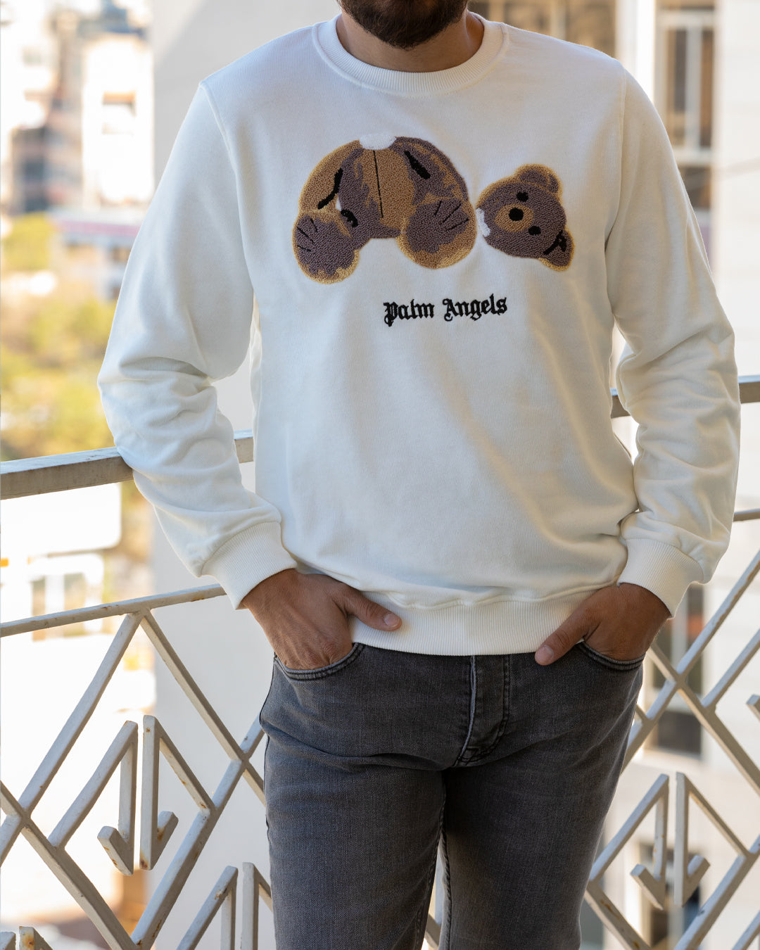 Palm Angels Kill The Bear Crewneck Sweatshirt White