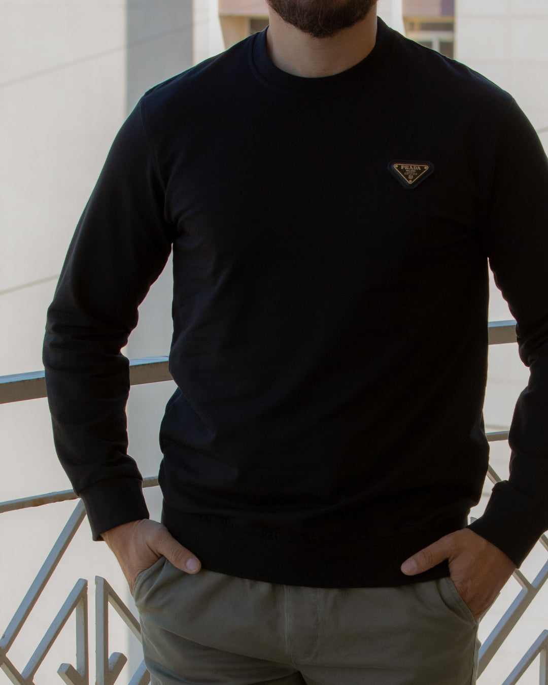 Prada Black Technical Cotton Sweatshirt