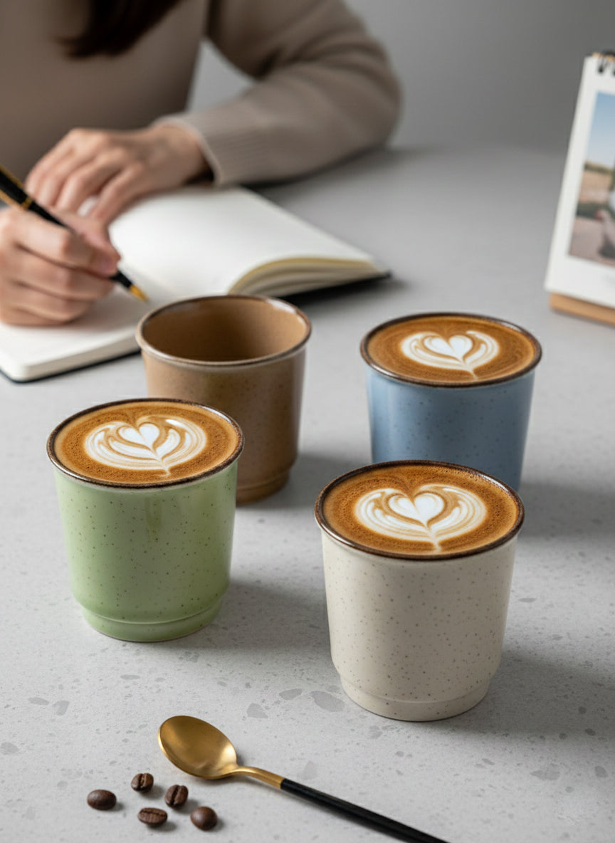 Pasha | 4 Coffee Colored Cups Porcelain