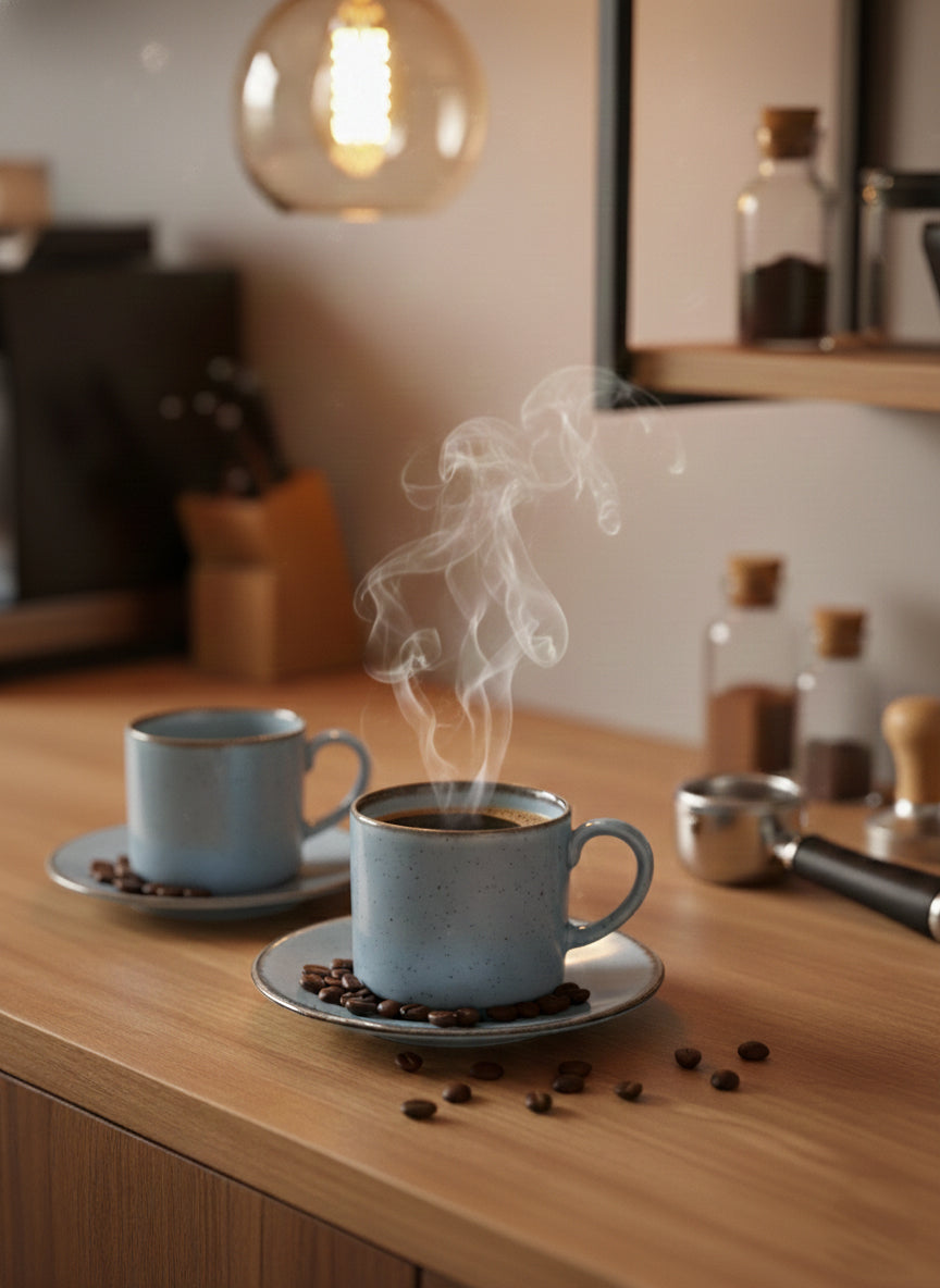 Porline | 2 Artisan Speckled Blue Coffee Cup