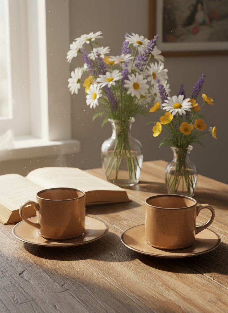 Porline | 2 Artisan Speckled Brown Coffee Cup
