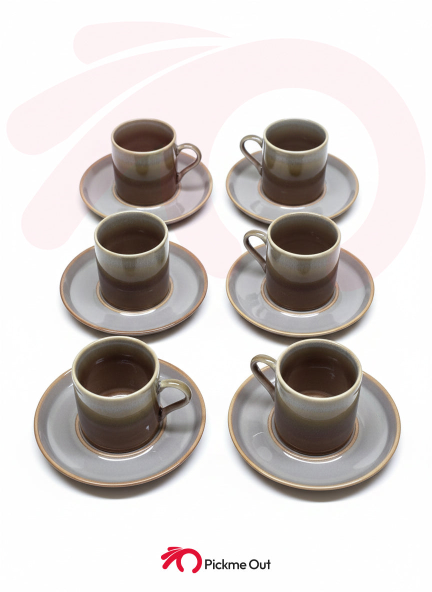 Porline | (6 Cups & Saucers) Elegant Vintage-Style Espresso Set