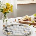 Chic Racing Flag / Harlequin Melamine Tray with Gold Rim