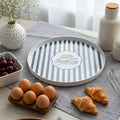 Elegant Striped Bakery Melamine Serving Tray with Gold Rim