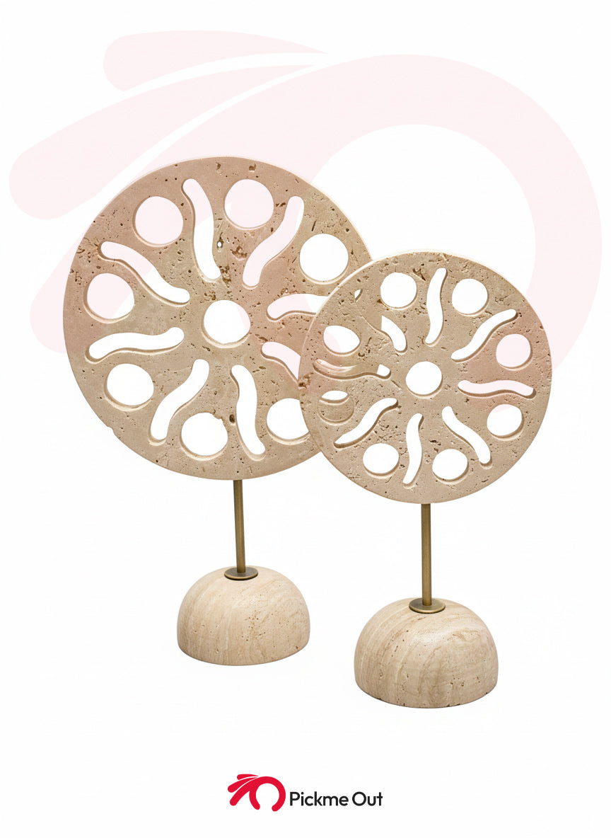 Solara Travertine Sculptural Two Discs