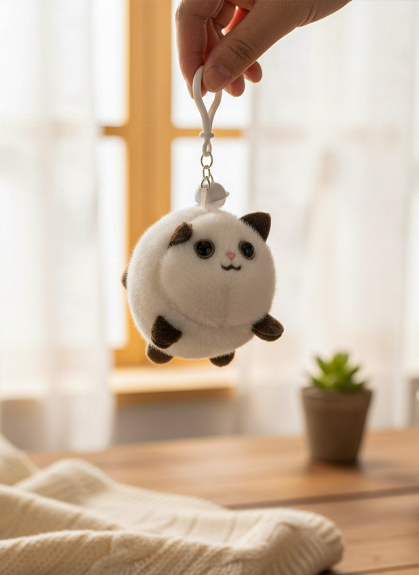 Chubby Kitty Plush Keychain