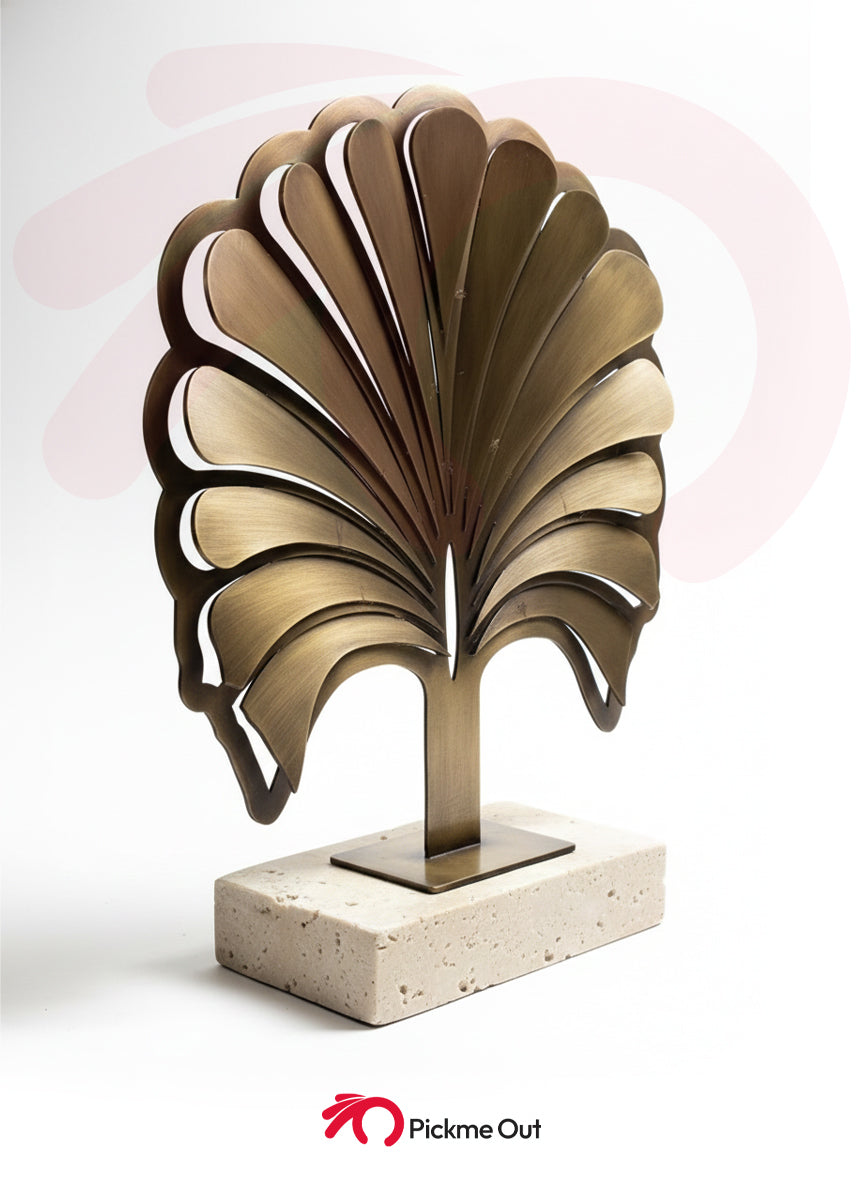 Uno Palmira Travertine & Bronze Sculpture