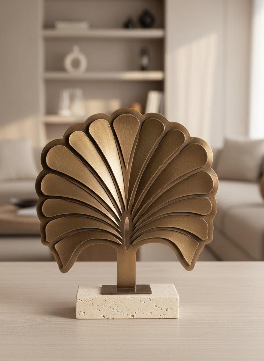 Uno Palmira Travertine & Bronze Sculpture