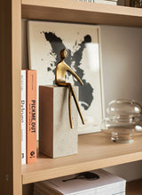 Uno Bronze Figures on Travertine Pedestals (1-Piece 21cm Height)